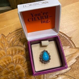 Lori Bonn Sterling Silver blue turquoise teardrop slide charm
